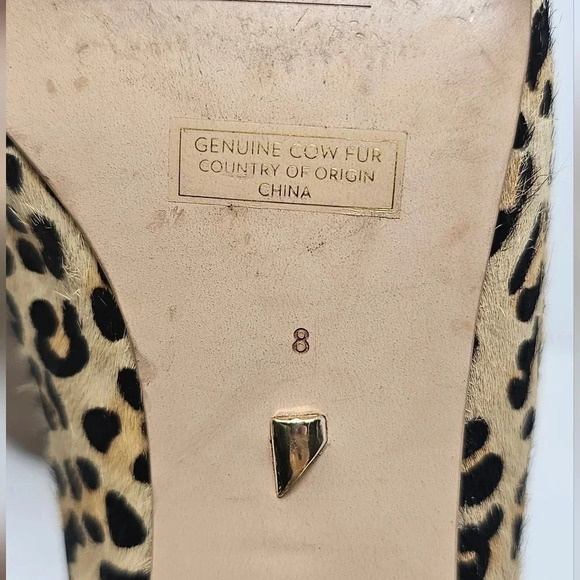 Shoes Of Prey Cow Fur Slip On Mules Heels Size 8 - Picture 6 of 8